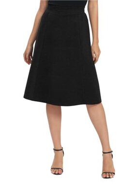 A-Line Elastic High Waist Flare Midi Knee Length Stretchy Skirt